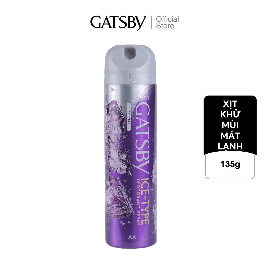 Xịt khử mùi cơ thể GATSBY ice-type deodorant spray ice soap D1 135g