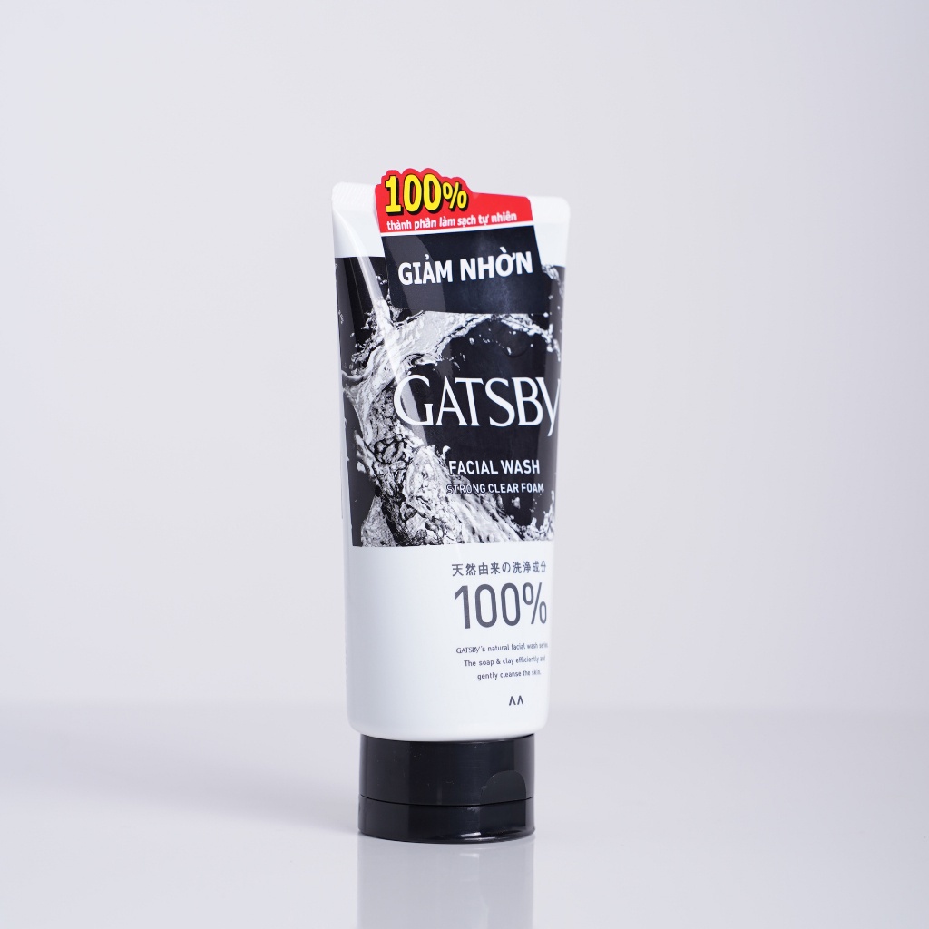 Sữa rửa mặt than hoạt tính GATSBY Facial Wash Strong Clear Foam sạch dầu & giảm nhờn 130g