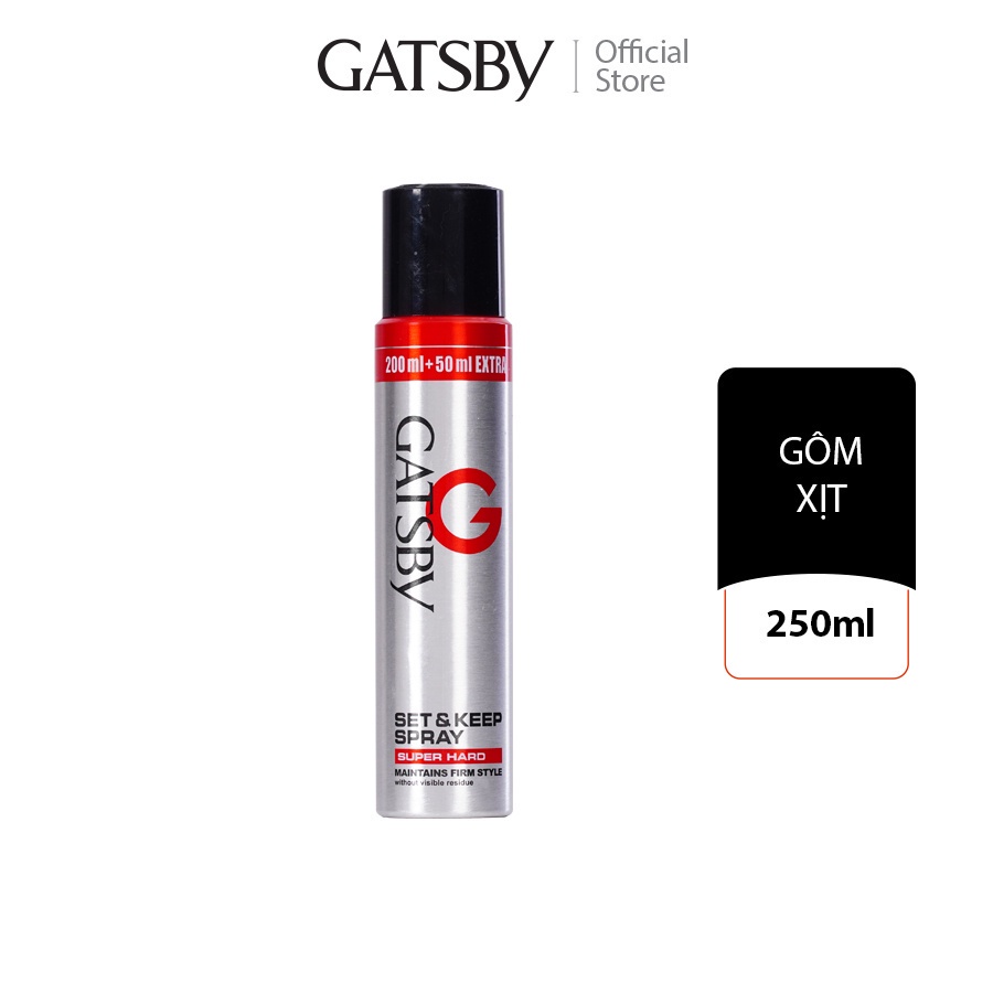 Gôm xịt tạo kiểu tóc GATSBY Set & Keep Spray Super Hard 250ml/chai