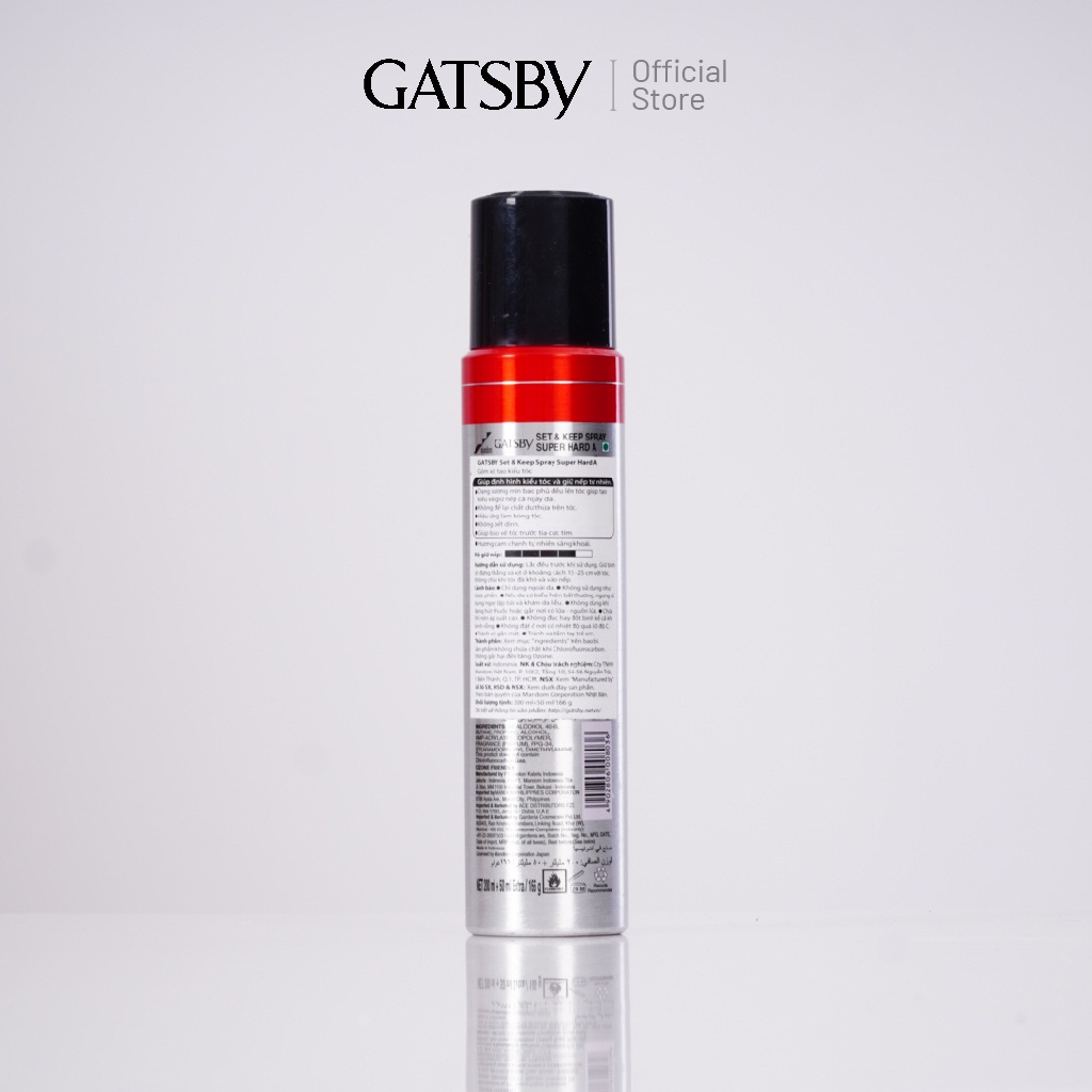 Gôm xịt tạo kiểu tóc GATSBY Set & Keep Spray Super Hard 250ml/chai