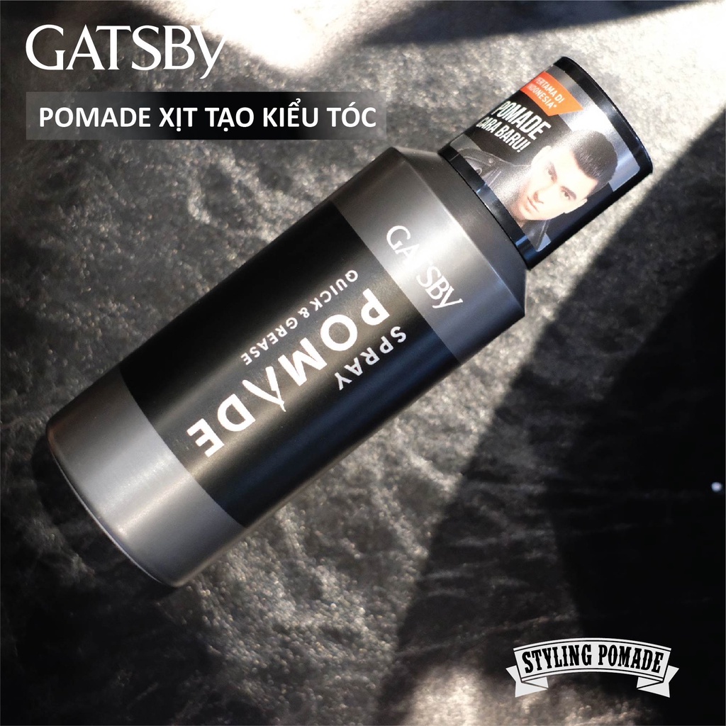 Xịt Tạo Kiểu Tóc GATSBY Spray Pomade Quick & Grease 150ml