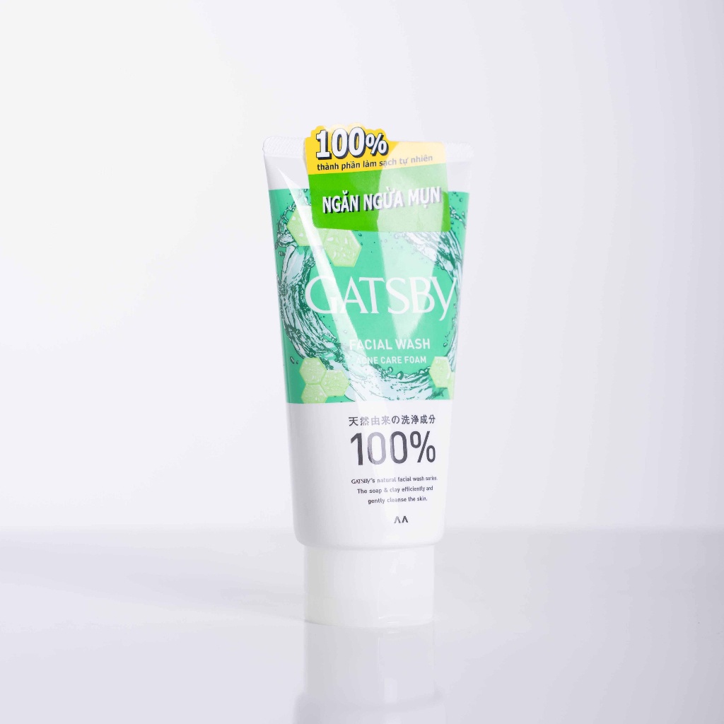 Sữa rửa mặt ngăn ngừa mụn GATSBY Facial Wash Acne Care Foam Ap 130g/tuýp