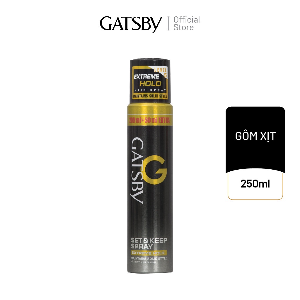 Gôm xịt tạo kiểu tóc GATSBY set & keep spray extreme hold 250ml