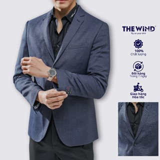 Áo blazer nam THE WIND caro xanh đen áo vest dáng ôm phóng khoáng, thanh lịch form slimfit BS23002
