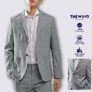 Áo blazer nam THE WIND sọc caro áo vest nam phóng khoáng, thanh lịch dáng ôm BS23011