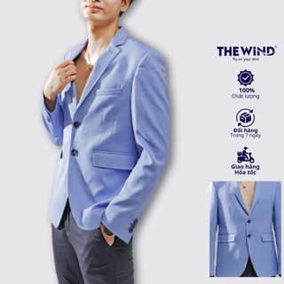 Áo blazer nam THE WIND màu xanh áo vest dáng ôm tiêu chuẩn châu âu BS23004