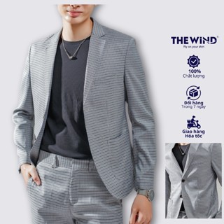 Áo blazer nam The Wind sọc caro áo vest dáng ôm sang trọng BS23009