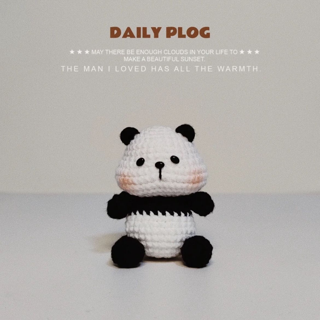 Móc Khóa Gấu Trúc Đan Len Thủ Công Dễ Thương