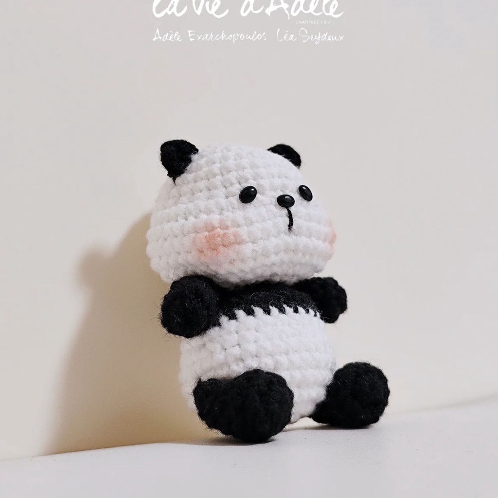 Móc Khóa Gấu Trúc Đan Len Thủ Công Dễ Thương