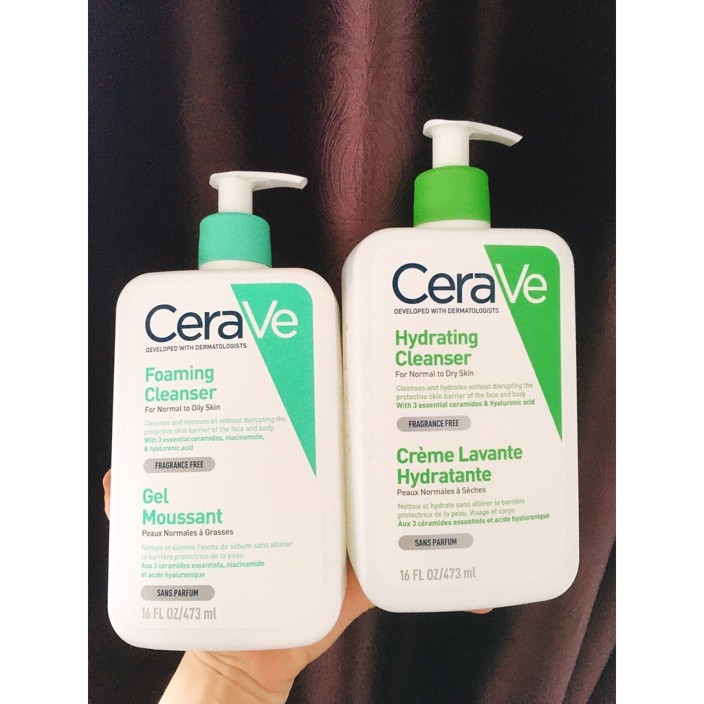 Sữa rửa mặt Cerave Foaming Cleanser, CeraVe Hydrating Cleanser, SA Cleanser Cho Da Dầu Mụn, Khô, Nhạy Cảm