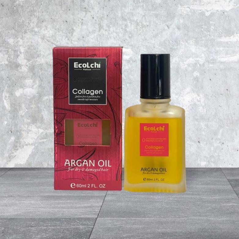 Tinh Dầu Dưỡng Tóc Ecolchi Argan Oil 60ml - Phục Hồi Tóc Hư Tổn, chăm sóc tóc khô xơ uốn nhuộm duỗi CH