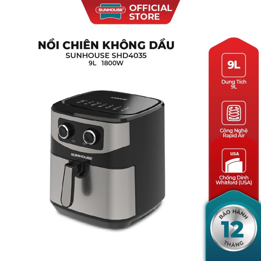 Nồi chiên không dầu 9L SUNHOUSE SHD4035 BH 12 tháng