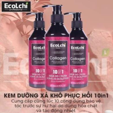 Kem dưỡng xả khô Ecolchi Collagen 260ml - Cung cấp dưỡng ẩm cho tóc phục hồi hư tổn, dưỡng tóc khô xơ uốn duỗi nhuộm CH