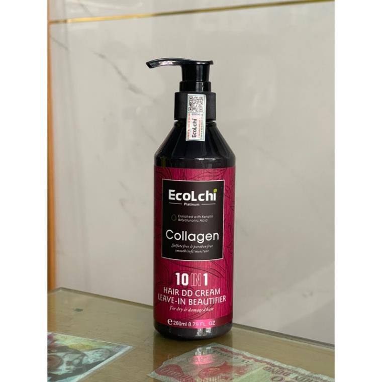 Kem dưỡng xả khô Ecolchi Collagen 260ml - Cung cấp dưỡng ẩm cho tóc phục hồi hư tổn, dưỡng tóc khô xơ uốn duỗi nhuộm CH