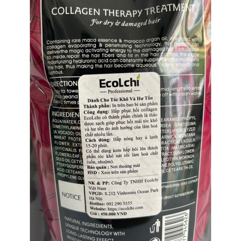 Kem hấp ủ tóc Ecolchi Collagen 500ml - mềm mượt chống rụng tóc