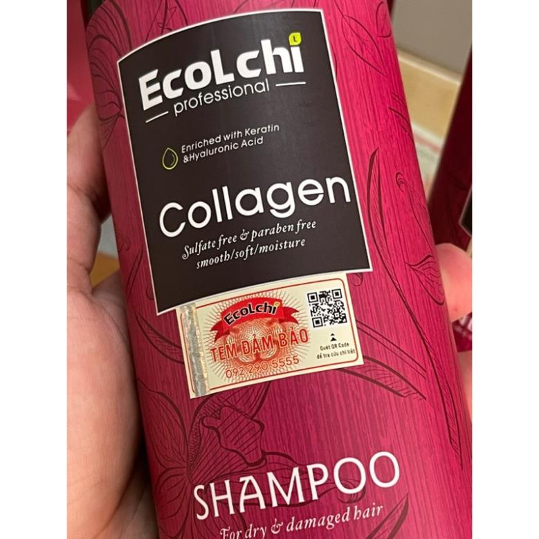 Dầu gội xả siêu mềm mượt Ecolchi Collagen 800ml phục hồi tóc hư tổn, dưỡng tóc khô xơ rối, uốn nhuộm CH