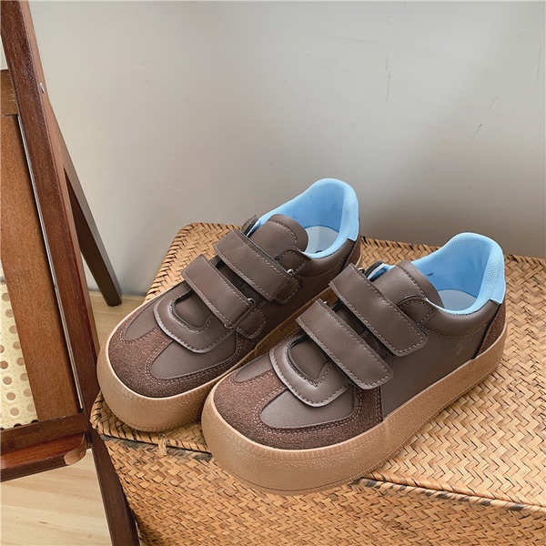 Giày Thể Thao Vải Bố Khóa Dán In Hình Gấu Phong Cách retro
