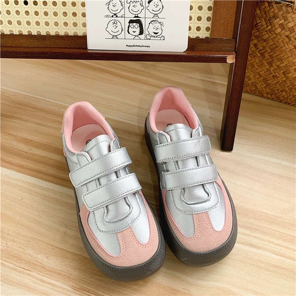 Giày Thể Thao Vải Bố Khóa Dán In Hình Gấu Phong Cách retro