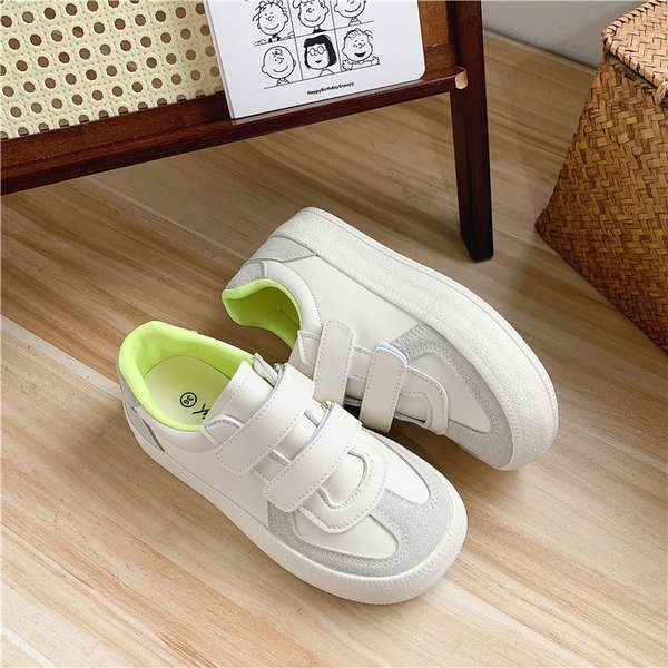 Giày Thể Thao Vải Bố Khóa Dán In Hình Gấu Phong Cách retro