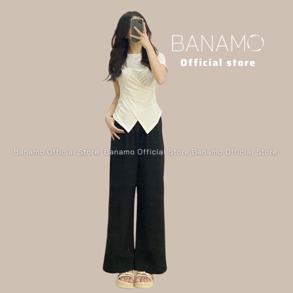 Quần ống rộng nữ Banamo Fashion quần gió nhăn cạp chun co giãn 992 | BigBuy360 - bigbuy360.vn