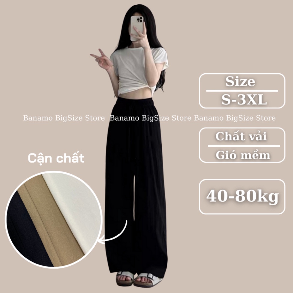 Quần ống rộng nữ Banamo Fashion quần gió nhăn cạp chun co giãn 992 | BigBuy360 - bigbuy360.vn