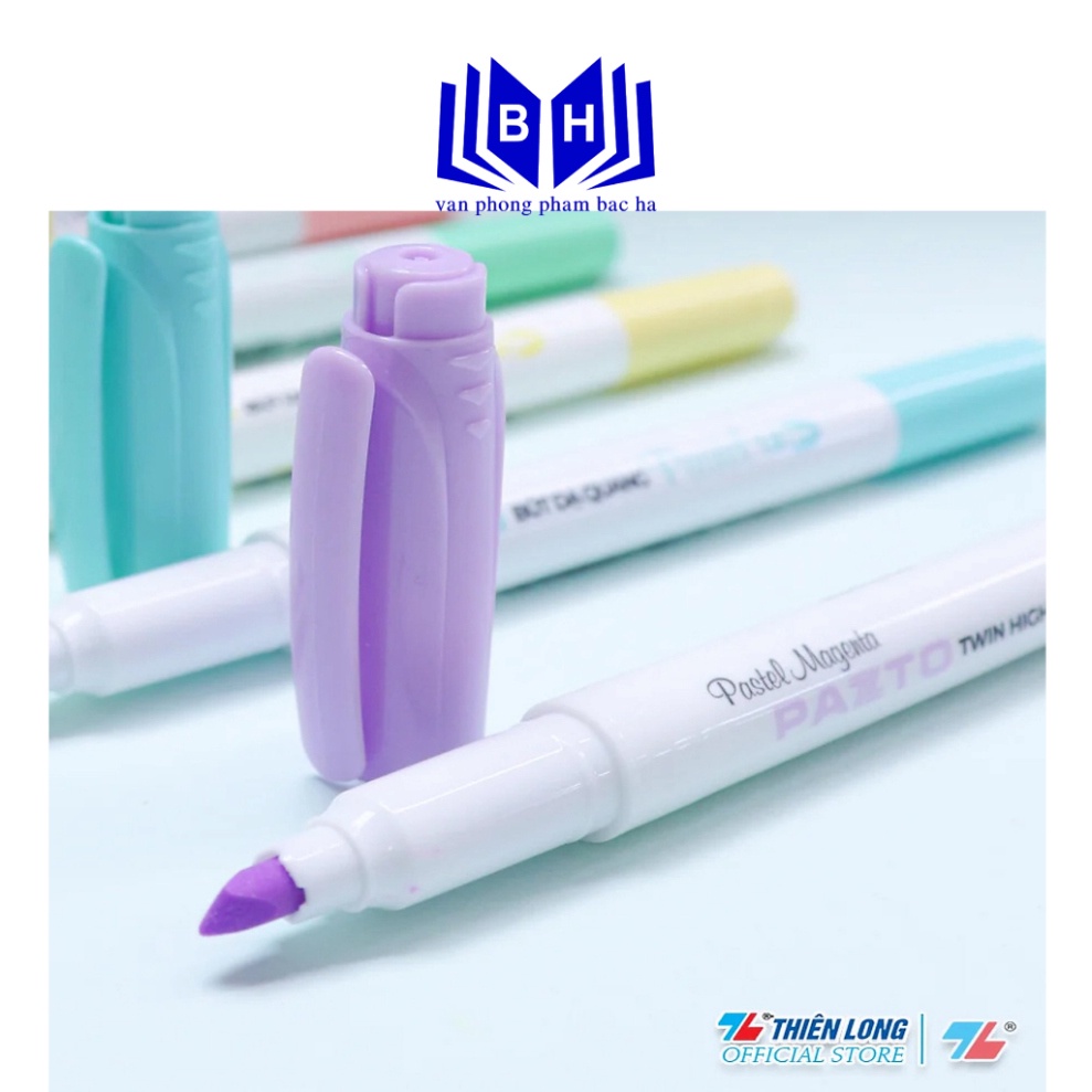 Hộp 5 Bút highlight màu Pastel Thiên Long Pazto HL-016 - Bút dạ quang rửa được nhiều màu - Phấn 5 mà