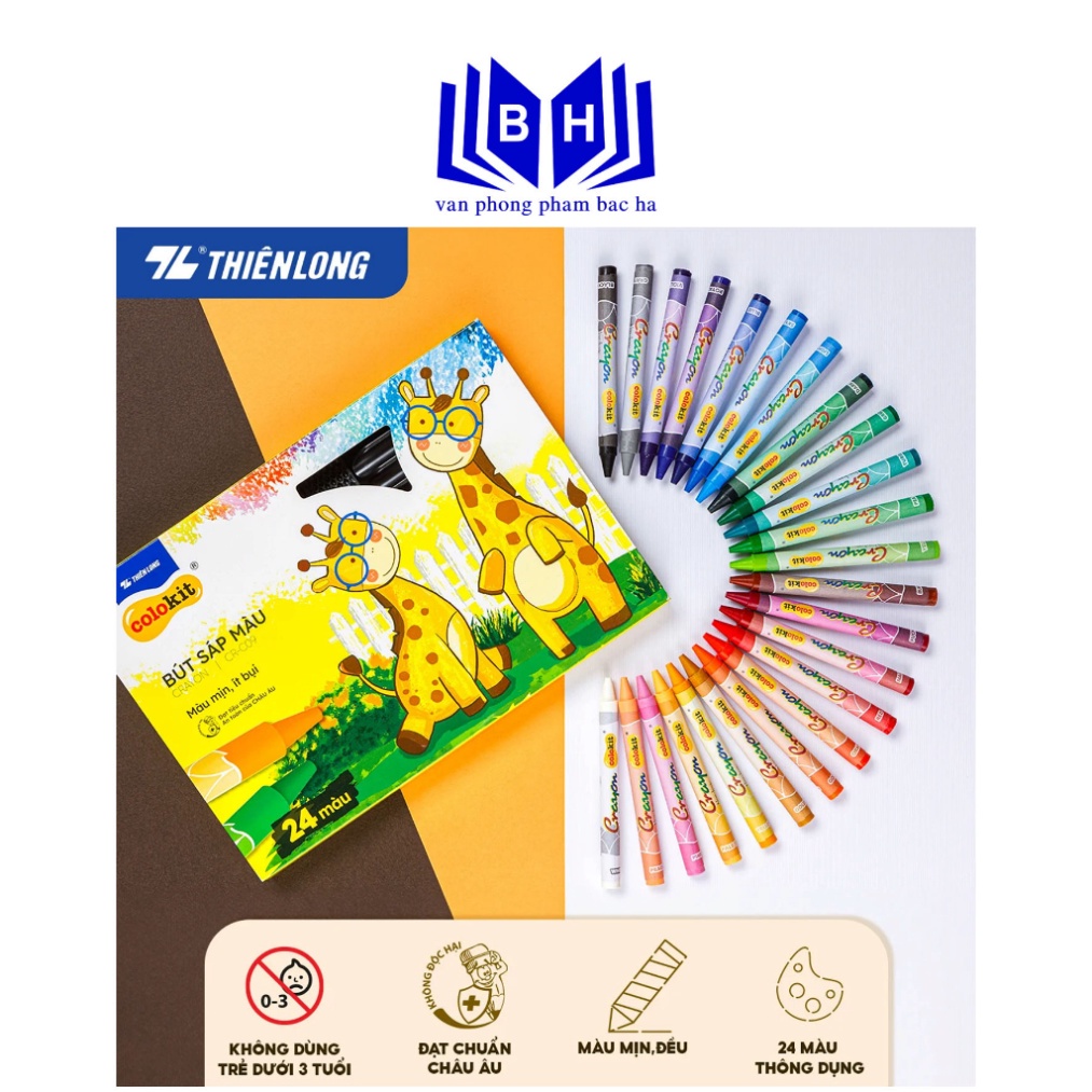 Bút sáp 24 màu CR-C09 - Bút sáp màu Thiên Long CR-C09 24 màu