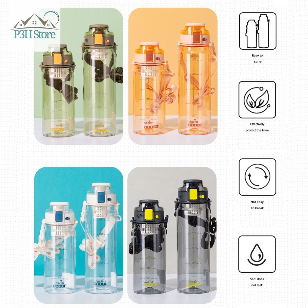 Bình nước NHỰA Tritan 700ml/900ml Dodge có quai xách dây đeo an toàn thực phẩm