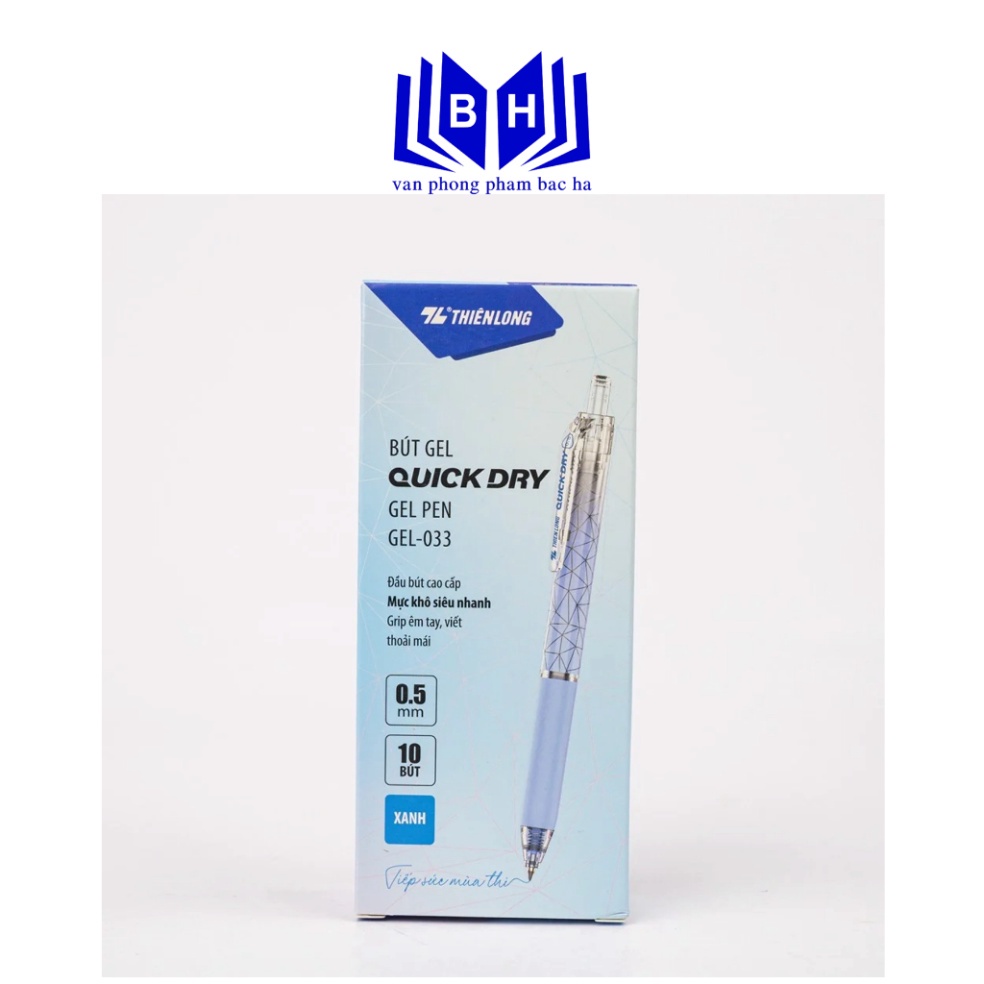 Bút gel Quick Dry Thiên Long GEL-033 ngòi 0.5mm - Mực khô siêu nhanh - Mực xanh
