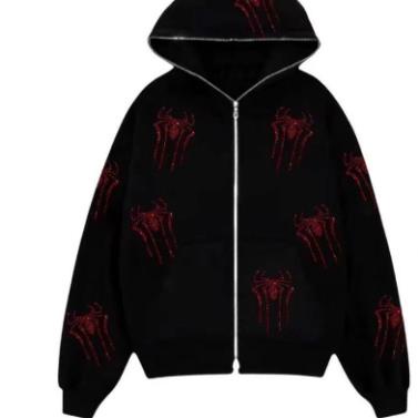 Áo Hoodie nhện mũ 2 lớp bản nỉ bông cotton khóa kim loại hoàn thiện cao Siêu cấp