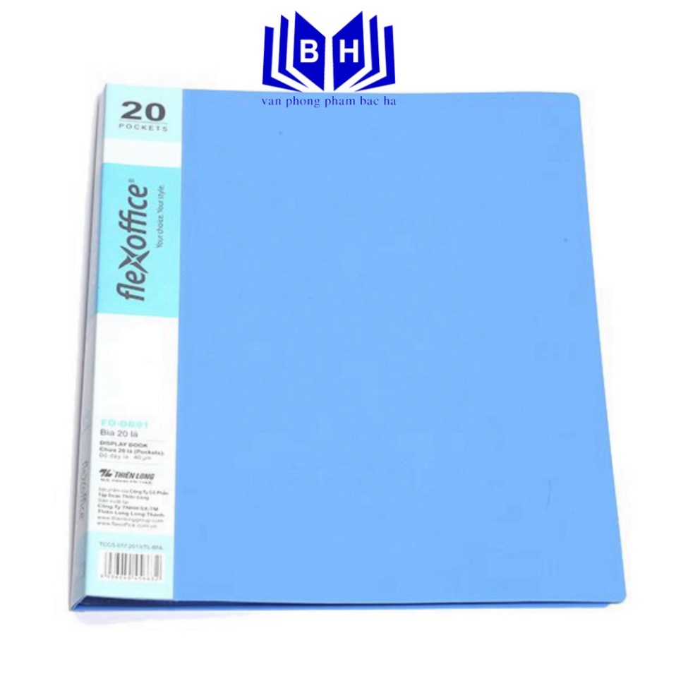 Bìa 20 lá A4 Thiên Long Flexoffice FO-DB01- Lưu trữ được 200 tờ A4 - File lá - Bìa lá nhựa - Bìa lá 