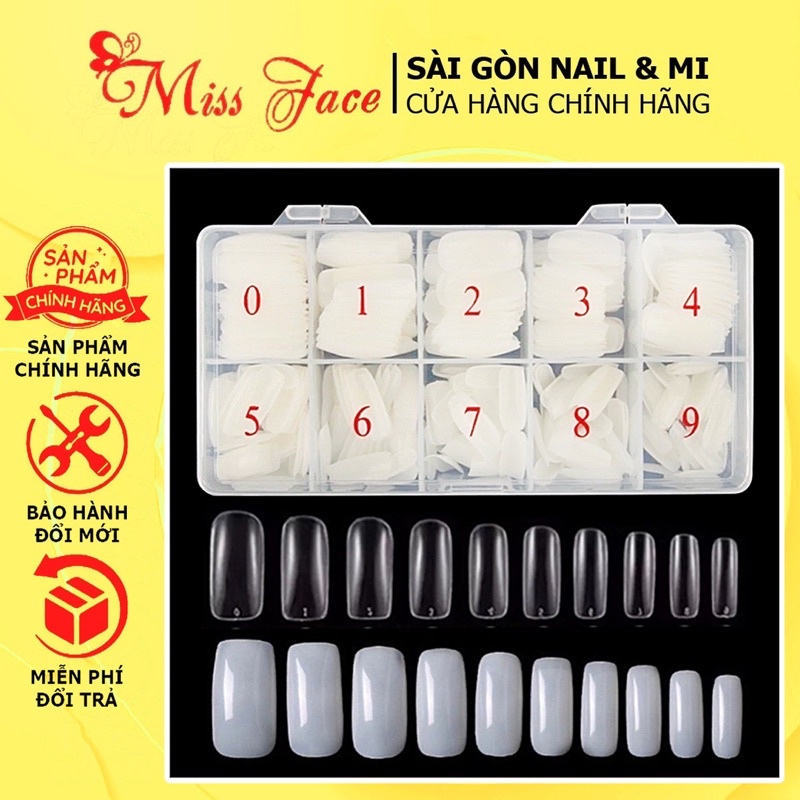 Móng úp chân form dài - Móng úp chân Hàn siêu dẻo - Móng úp chân full size từ 0-9 . Set 500 móng / hộp