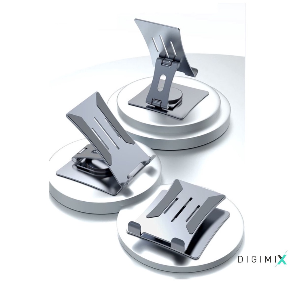 Digimix - T630G Giá đỡ điện thoại, tablet, máy tính bảng cao cấp, chân đế xoay tròn 360 độ, điều chỉnh độ cao.
