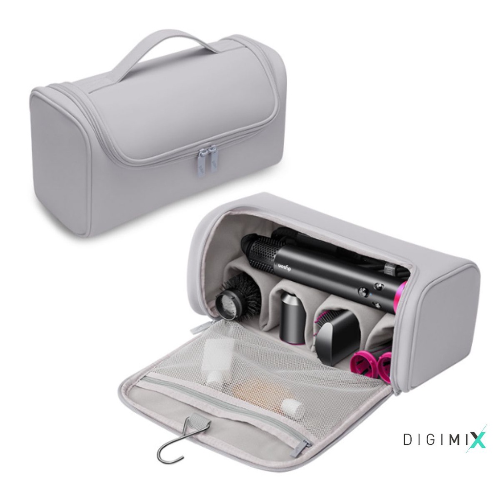 Digimix - Túi đựng phụ kiện làm tóc DYSON của BUBM cao cấp từ da PU trơn chống nước phom rộng.