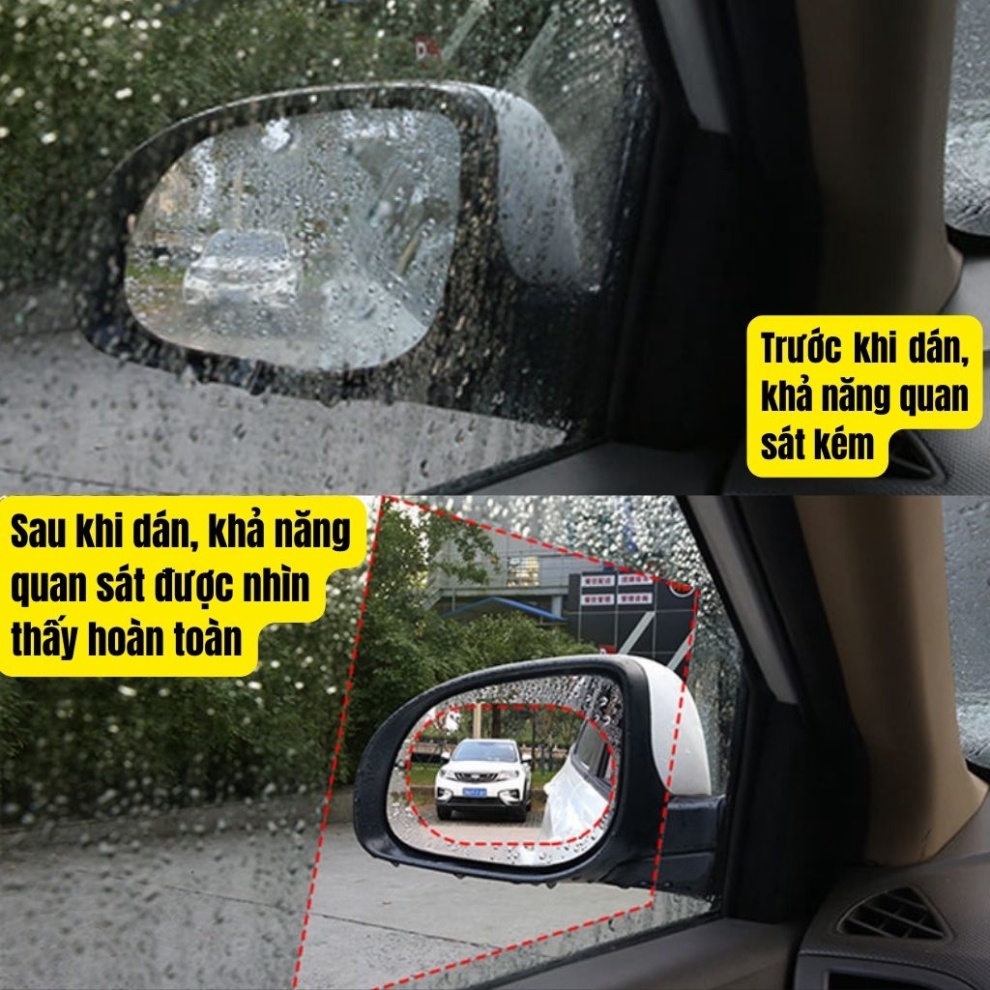 Miếng Dán Kính Chống Nước Gương Chiếu Hậu, Dán Kinh Ô Tô, Ngăn Bám Nước Mưa Kinh Xe Hơi, Film Dán Chống Đọng Nước