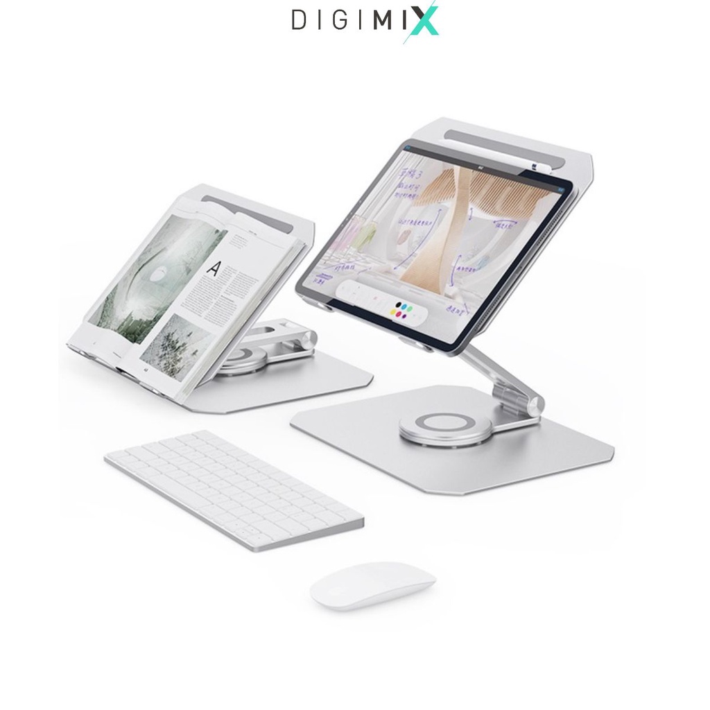 L04, L05 Giá đỡ Laptop Máy tính bảng, iPad công thái học kiêm đế tản nhiệt kê laptop hợp kim nhôm xoay 360 độ DigiMix.
