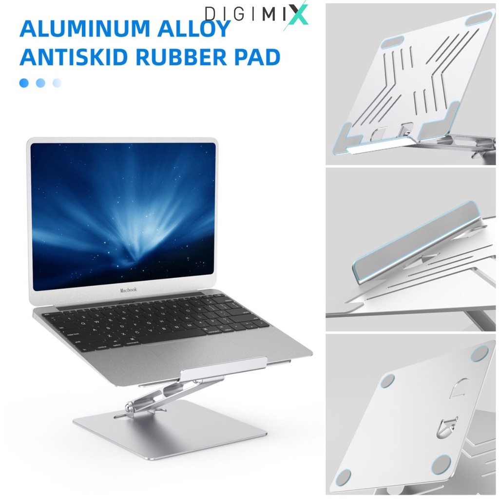 P49 Giá đỡ laptop nhôm tản nhiệt có thể gấp gọn kích thước lớn, 1 chân đế cao cấp DigiMix.
