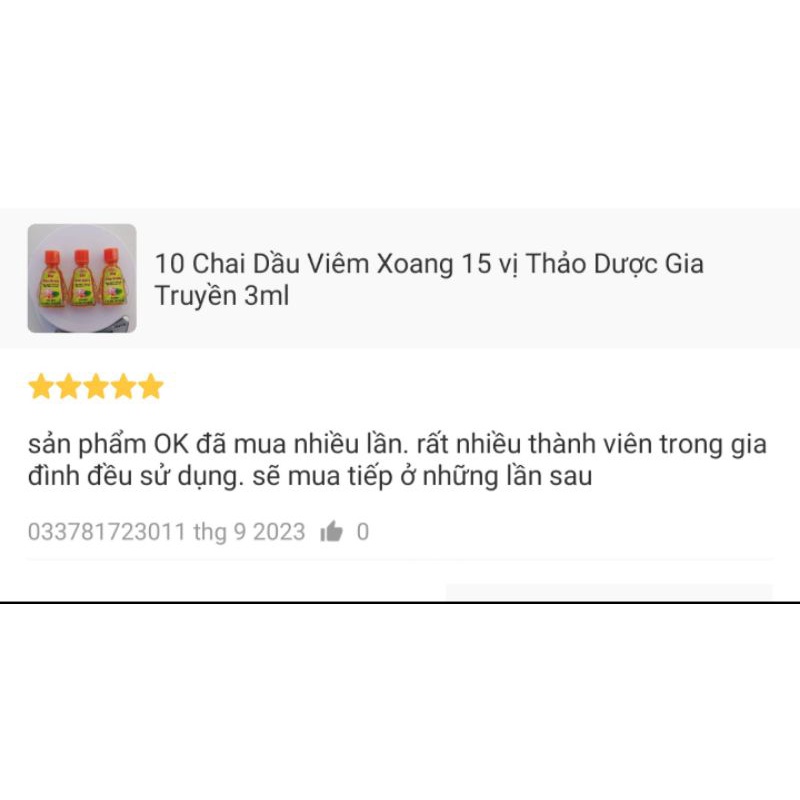 Dầu Viêm Xoang ,Viêm Mũi Gia Truyền 1chai 3ml