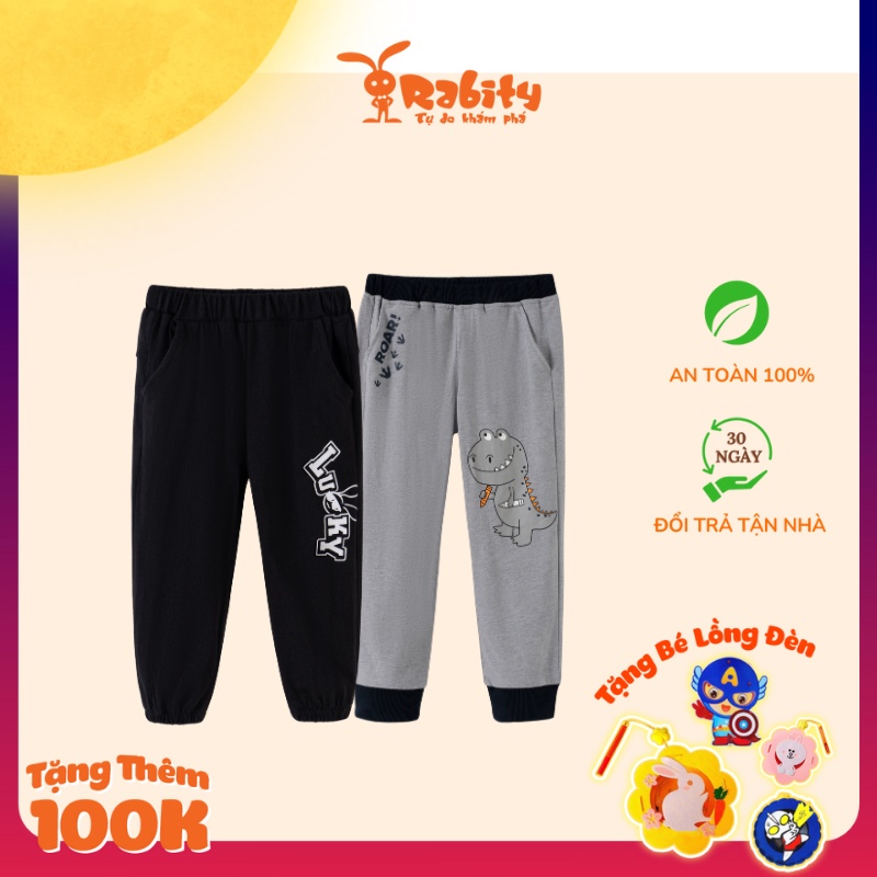 Quần thun bé trai quần dài bé gái Rabity quần thun mỏng vừa bo gấu cho trẻ em 92716