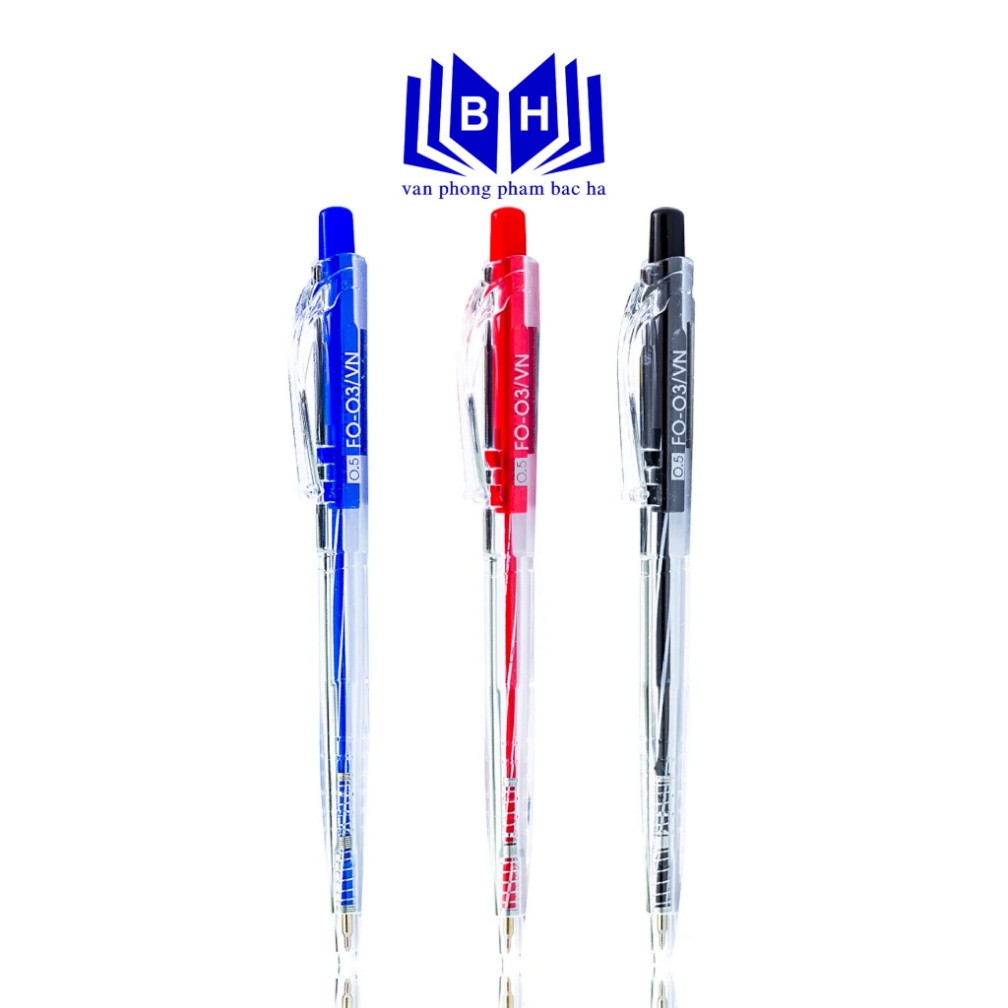 Combo 5 Bút Bi Thiên Long Flexoffice FO-03/VN ( Xanh, Đỏ, Đen )
