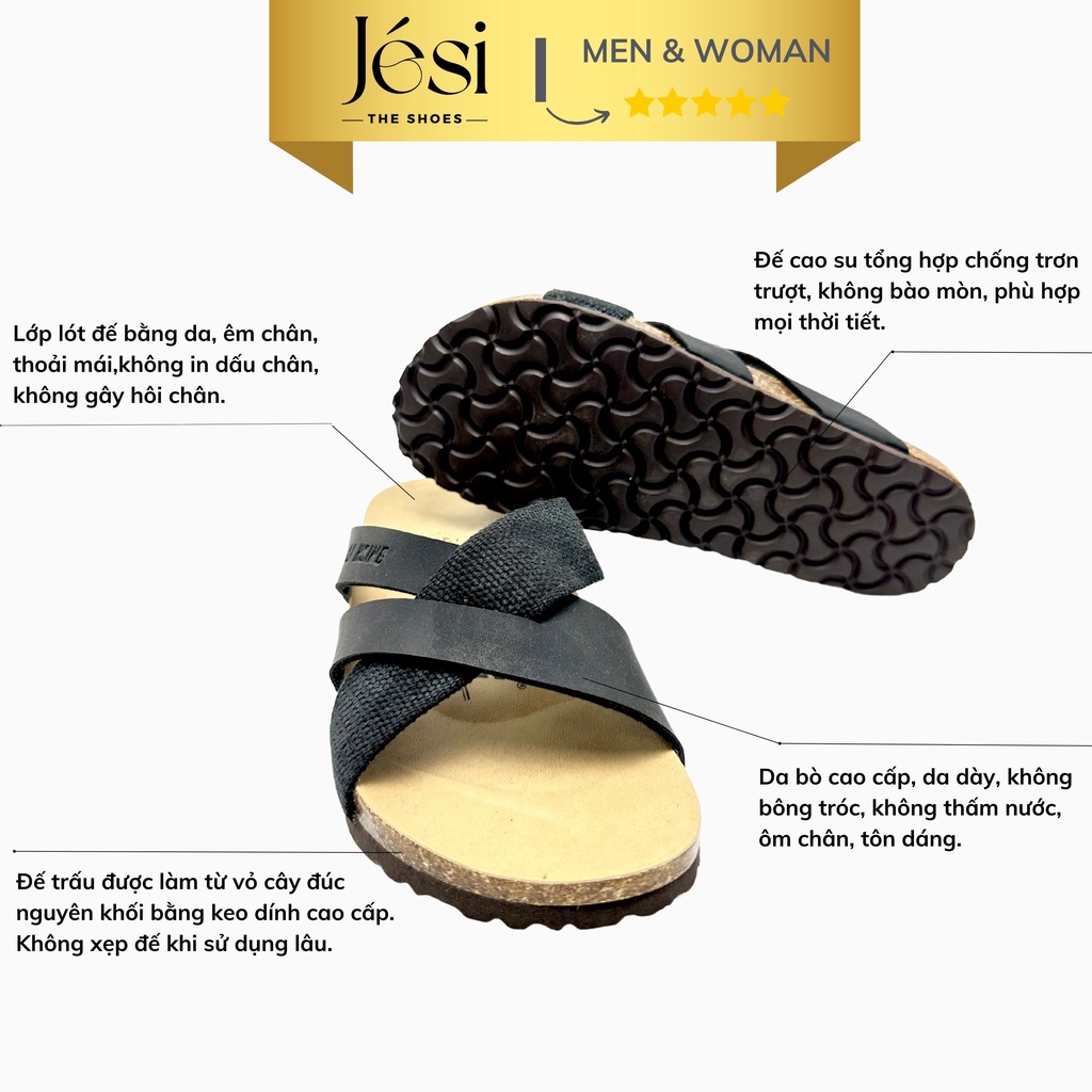 Dép Đế Trấu Quai Chéo Nam Chính Hãng Sandal Đế Trấu Chóng Trơn Trượt Êm Chân- DH0004