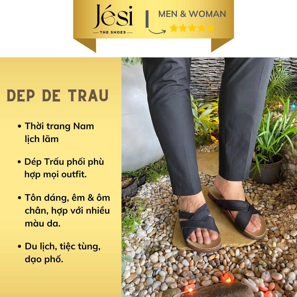 Dép Đế Trấu Quai Chéo Nam Chính Hãng Sandal Đế Trấu Chóng Trơn Trượt Êm Chân- DH0004