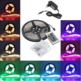 Cuộn đèn Led dây dán 5m đổi nhiều màu (RGB) + Nguồn + Remote điều khiển. Trang trí phòng ngủ, décor trang trí