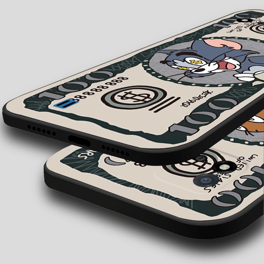 Ốp lưng Realme C11 2020/2021 / C12 / C15 / C20 viền vuông TPU in hình Tom, Jerry dễ thương