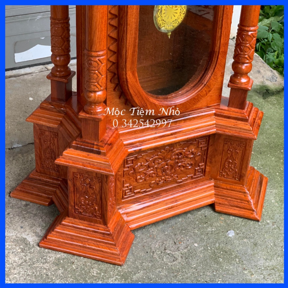 Đồng hồ cây trang trí phòng khách quả lắc gỗ hương cao 107cm