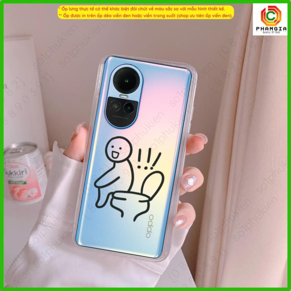 Ốp lưng OPPO Reno 10 5G / Reno 10 Pro 5G  dẻo trong suốt hình toilet, mẫu thiết kế độc đáo dễ thương