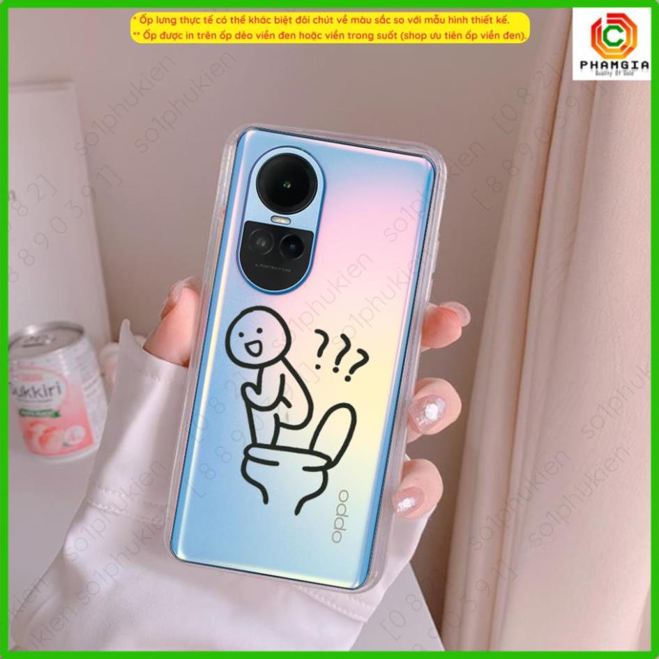 Ốp lưng OPPO Reno 10 5G / Reno 10 Pro 5G  dẻo trong suốt hình toilet, mẫu thiết kế độc đáo dễ thương