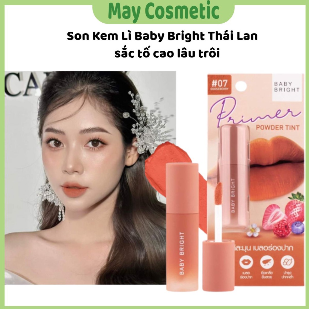 Son Kem Lì Baby Bright Thái Lan sắc tố cao lâu trôi Baby Bright Primer Powder Tint 2.4g