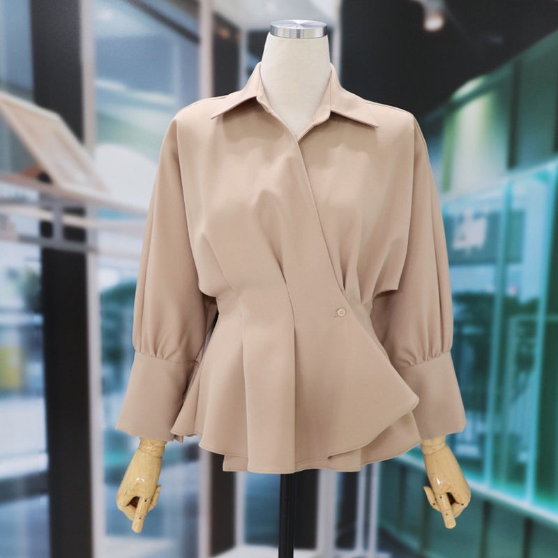 Thời Trang Áo Sơ Mi Trắng Tay Dài Cổ Bẻ Thiết Kế Thanh Lịch Cho Phái Nữ