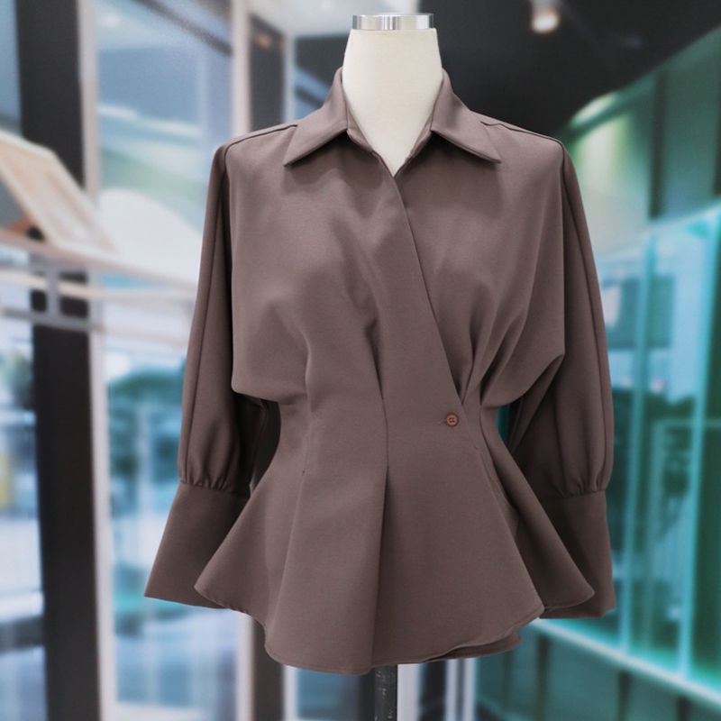 Thời Trang Áo Sơ Mi Trắng Tay Dài Cổ Bẻ Thiết Kế Thanh Lịch Cho Phái Nữ